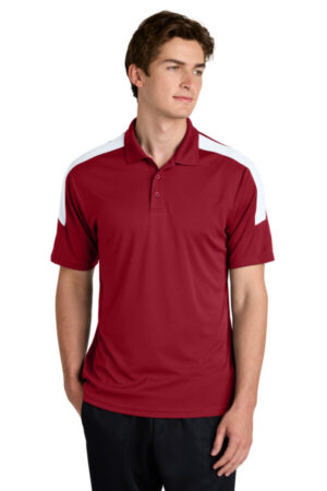 DEEP RED/ WHITE ST104 sport-tek competitor united polo