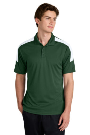 FOREST GREEN/ WHITE ST104 sport-tek competitor united polo