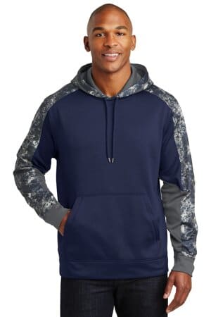 TRUE NAVY/ NAVY ST231 sport-tek sport-wick mineral freeze fleece colorblock hooded pullover