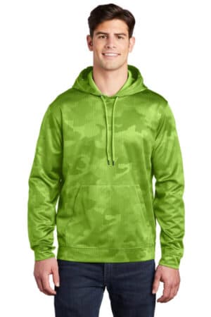LIME SHOCK ST240 sport-tek sport-wick camohex fleece hooded pullover
