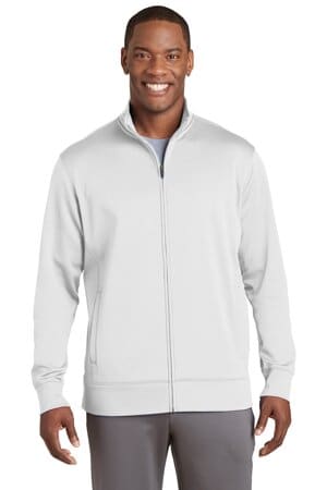 WHITE ST241 sport-tek sport-wick fleece full-zip jacket
