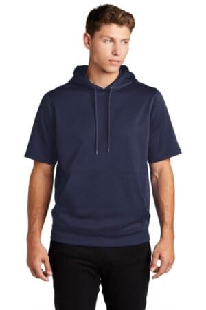 NAVY ST251 sport-tek sport-wick fleece short sleeve hooded pullover