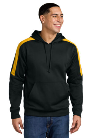 BLACK/ GOLD ST255 sport-tek sport-wick fleece united pullover hoodie