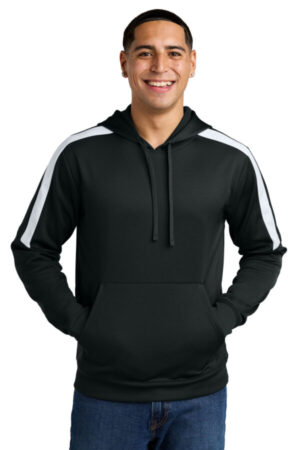 BLACK/ WHITE ST255 sport-tek sport-wick fleece united pullover hoodie