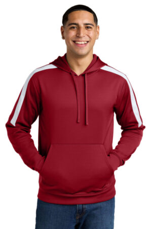 DEEP RED/ WHITE ST255 sport-tek sport-wick fleece united pullover hoodie