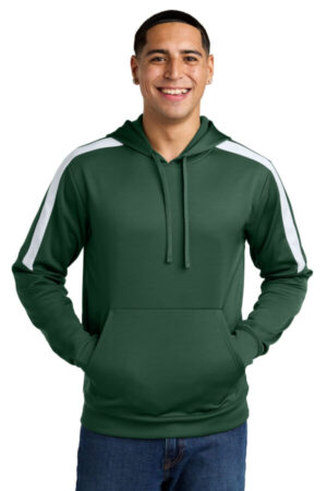 FOREST GREEN/ WHITE ST255 sport-tek sport-wick fleece united pullover hoodie