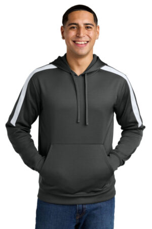 IRON GREY/ WHITE ST255 sport-tek sport-wick fleece united pullover hoodie