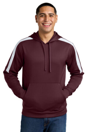 MAROON/ WHITE ST255 sport-tek sport-wick fleece united pullover hoodie