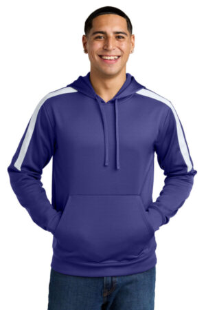 PURPLE/ WHITE ST255 sport-tek sport-wick fleece united pullover hoodie