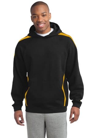 BLACK/ GOLD ST265 sport-tek sleeve stripe pullover hooded sweatshirt