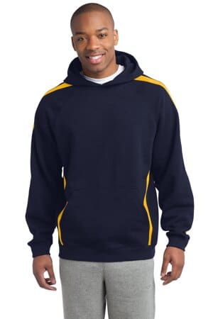 TRUE NAVY/ GOLD ST265 sport-tek sleeve stripe pullover hooded sweatshirt