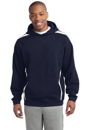 TRUE NAVY/ WHITE ST265 sport-tek sleeve stripe pullover hooded sweatshirt
