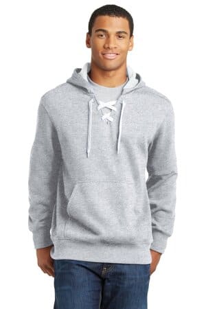 ATHLETIC HEATHER ST271 sport-tek lace up pullover hooded sweatshirt