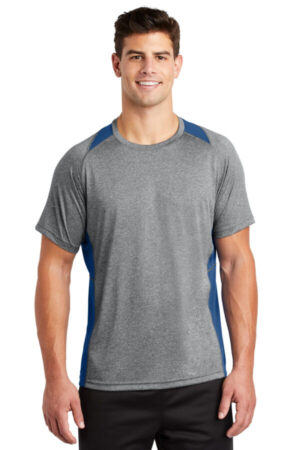 VINTAGE HEATHER/ ROYAL ST361 sport-tek heather colorblock contender tee