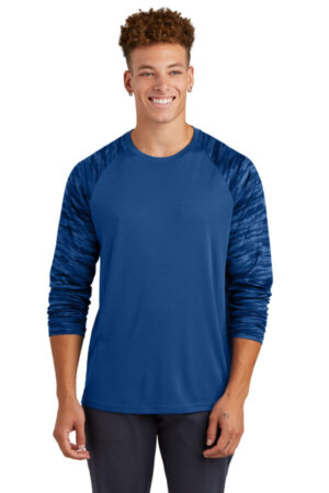 ST376LS sport-tek drift camo colorblock long sleeve tee