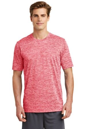 DEEP RED ELECTRIC ST390 sport-tek posicharge electric heather tee