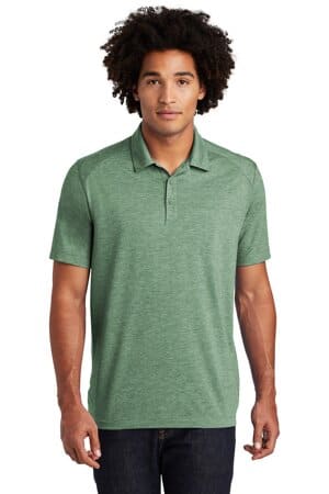 FOREST GREEN HEATHER ST405 sport-tek posicharge tri-blend wicking polo