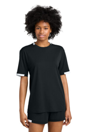 BLACK/ WHITE ST440 sport-tek club short sleeve crew