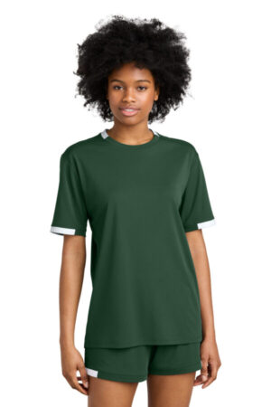 FOREST GREEN/ WHITE ST440 sport-tek club short sleeve crew