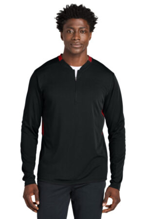 BLACK/ DEEP RED ST443 sport-tek club 1/4-zip pullover