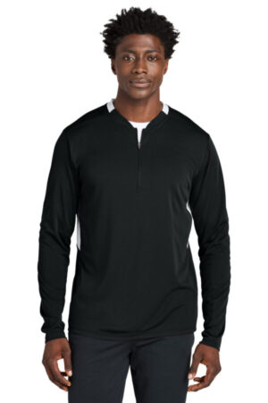 BLACK/ WHITE ST443 sport-tek club 1/4-zip pullover