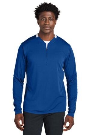TRUE ROYAL/ WHITE ST443 sport-tek club 1/4-zip pullover