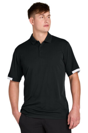 BLACK/ WHITE ST444 sport-tek club colorblock polo