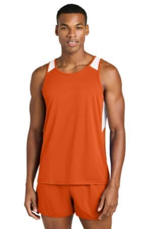 DEEP ORANGE/ WHITE ST446 sport-tek club track tank