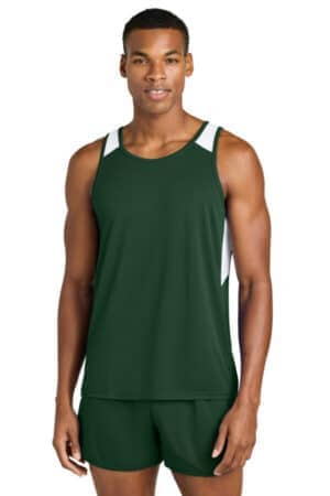 FOREST GREEN/ WHITE ST446 sport-tek club track tank