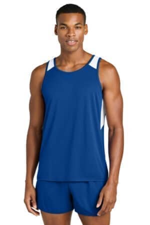 TRUE ROYAL/ WHITE ST446 sport-tek club track tank