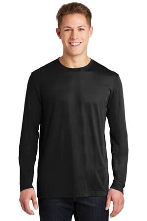 BLACK ST450LS sport-tek long sleeve posicharge competitor cotton touch tee