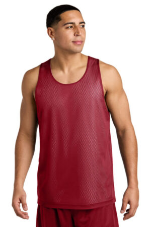 DEEP RED/ WHITE ST5000 sport-tek posicharge reversible mesh tank