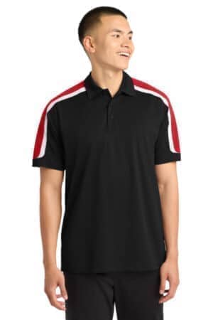 ST658 sport-tek tricolor shoulder micropique sport-wick polo