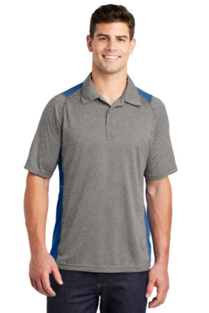 VINTAGE HEATHER/ ROYAL ST665 sport-tek heather colorblock contender polo