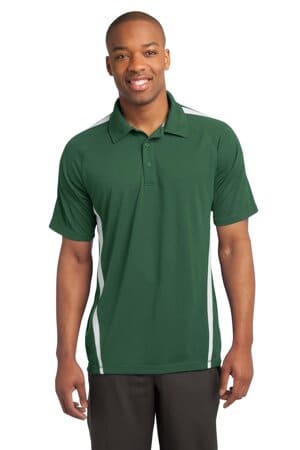 FOREST GREEN/ WHITE ST685 sport-tek posicharge micro-mesh colorblock polo