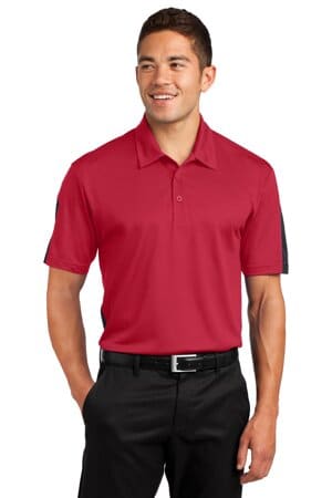 TRUE RED/ GREY ST695 sport-tek posicharge active textured colorblock polo