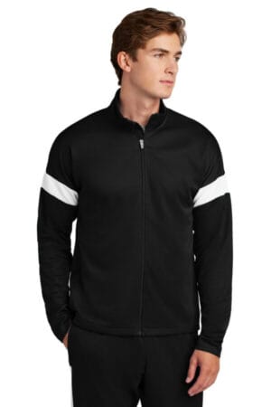 BLACK/ WHITE ST800 sport-tek travel full-zip jacket