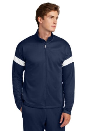 TRUE NAVY/ WHITE ST800 sport-tek travel full-zip jacket