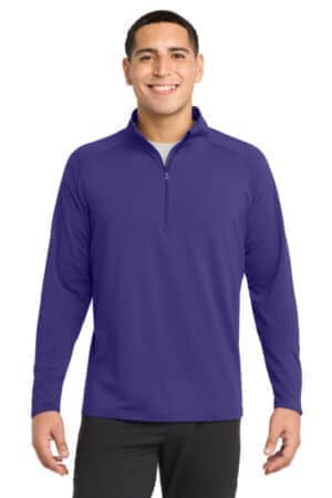 PURPLE ST850 sport-tek sport-wick stretch 1/4-zip pullover