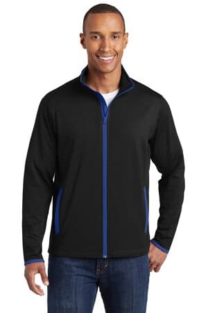 BLACK/ TRUE ROYAL ST853 sport-tek sport-wick stretch contrast full-zip jacket