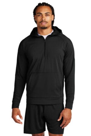 BLACK ST856 sport-tek sport-wick stretch 1/2-zip hoodie