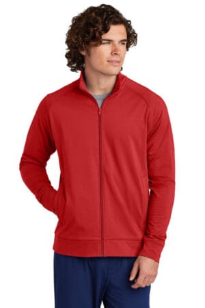 DEEP RED ST857 sport-tek sport-wick stretch full-zip cadet jacket