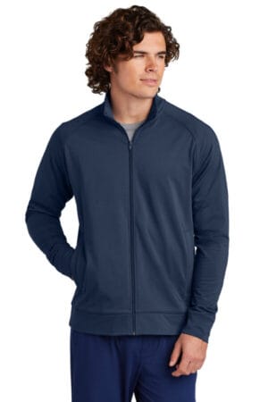 TRUE NAVY ST857 sport-tek sport-wick stretch full-zip cadet jacket