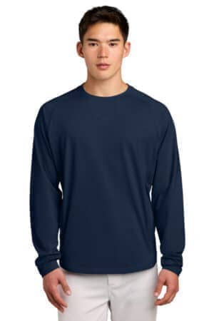 ST859 sport-tek sport-wick stretch pocketed crewneck