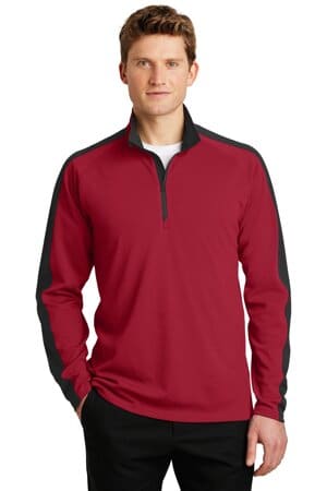 ST861 sport-tek sport-wick textured colorblock 1/4-zip pullover