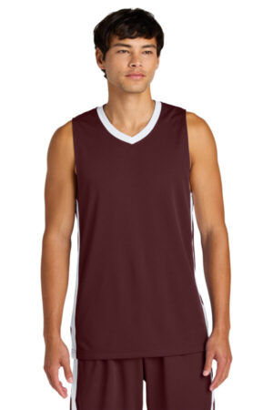 MAROON/ WHITE ST900 sport-tek rival basketball rev jersey