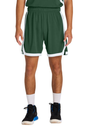 FOREST GREEN/ WHITE ST901 sport-tek rival basketball 7 short