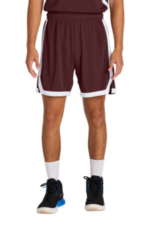 MAROON/ WHITE ST901 sport-tek rival basketball 7 short
