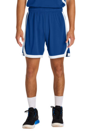 TRUE ROYAL/ WHITE ST901 sport-tek rival basketball 7 short