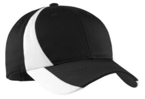 BLACK/ WHITE STC11 sport-tek dry zone nylon colorblock cap